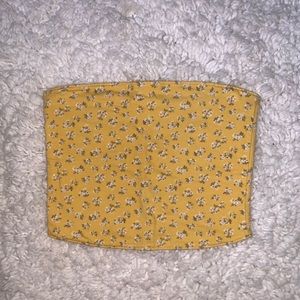 Reversible yellow floral tube top